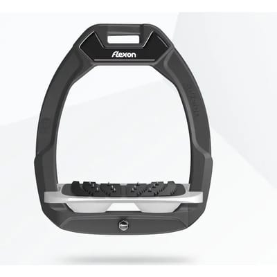 Veiligheidsirons Paardrijden Hellend Ultra Grip Antraciet/Grijs/Wit Flex-On Safe-On