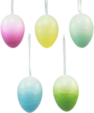 Paaseieren decoratie hangende plastic eieren Pasen gekleurd 8×12cm 10