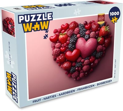 Puzzel Fruit - Hartjes - Aardbeien - Frambozen - Bosbessen - Legpuzzel - Puzzel 1000 stukjes volwassenen