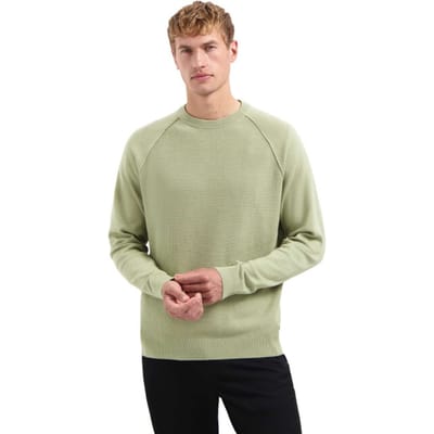 No Excess Pullover Crewneck Solid Waffle Knit Light Moss Size: S | Sweaters Outlet | Heren | Groen