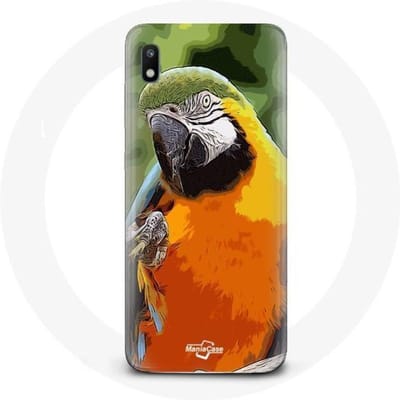 Coque pour Samsung Galaxy A10 Aras Perroquet Orange vert