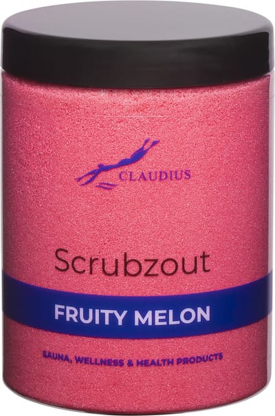 Scrubzout Fruity Melon in handige pot - 1250 gram - met zwarte deksel - Hydraterende Lichaamsscrub