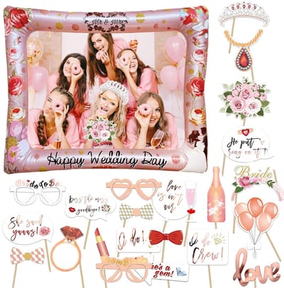 Dailygoods- Fotorekwisieten 23 Stuks - Bruiloft Fotolijst - Feestdecoratie - Vrijgezellenfeest Accessoires - Bamboe Sticks - Waterdicht Frame