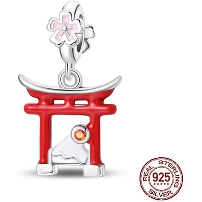 Pendentifs Souvenir Torii Japonais en Cuivre Fleur de Cerisier Convient aux Bracelets à Charms Authentiques Bijoux à Faire Soi-même Cadeaux pour Femmes