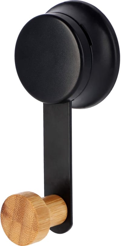 KADAX Badkamerhaak van gepoedercoat staal, zuignaphaak, haken, zelfklevende haken, kledinghaak, wandhaak, zuignap tot 2 kg (zwart)