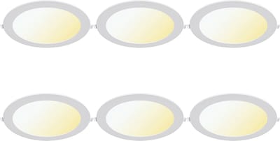 LED Paneel Slim Inbouw 6 Stuks - Brinton Thin - 24W 2400lm 120° Bundelhoek - Aanpasbare Lichtkleur 3000K-4000K-6500K - IP40 - Rond - Wit - Ø298mm Buitenmaat - Ø275mm Zaagmaat