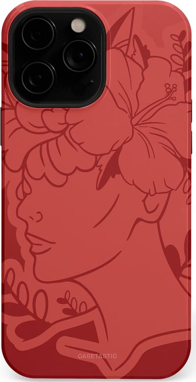 Casetastic hoesje geschikt voor Apple iPhone 13 Pro Max - MagSafe - Dubbellaagse bescherming - Bloemenfluistering - Fashion Case - Koraal Terracotta