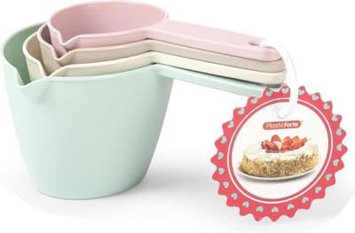 Plasticforte Keuken/koken Maatschepjes/maatlepeltjes set - 4x stuks - multi kleuren - kunststof