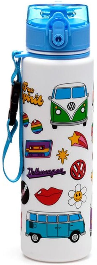 Drinkfles - Volkswagen Busjes Retro Free Spirit - Ecozen - Pop Top - 600ml - 23x7x7cm