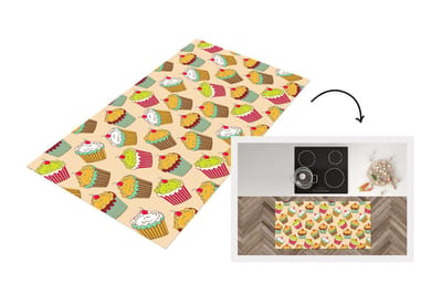 Keukenloper - Loper keuken - Patronen - Eten - Cupcake - 120x60 cm - Keukenloper vinyl