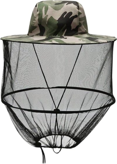 Livano Zonnehoed - Reishoed - UV Beschermende Hoed - Pet - Muggenhoed - Hoedje Voor Dames & Heren - Hoofdbescherming - Gezichtsmasker - Groene Camouflage