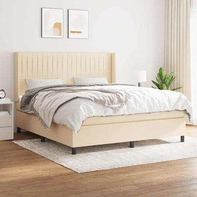vidaXL - Boxspring - met - matras - stof - crèmekleurig - 180x200 - cm