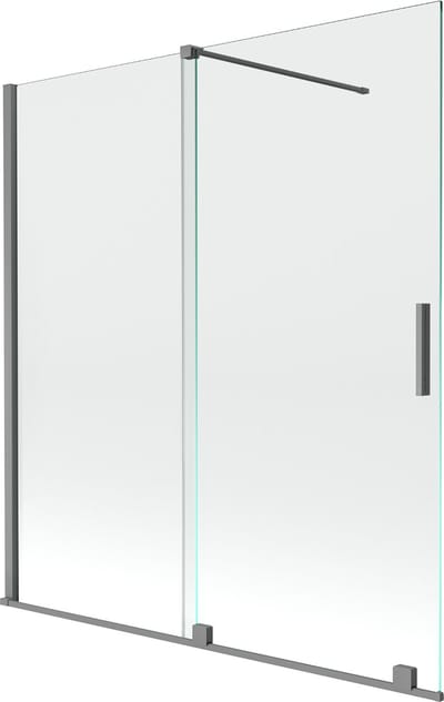 Mexen Velar tweevleugelig uitschuifbaar badscherm 150 x 150 , transparant, gungemetaal - 896-150-000-01-95