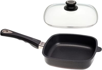 Vierkante Koekenpan - Gietijzeren Pan - Koken en Bakken - Lotus Titanium Afwerking - 29cm - Zwart