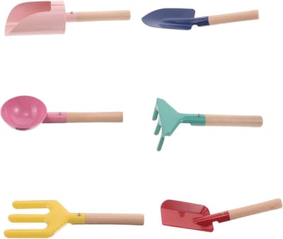 Kindertuingereedschap Set - Peuter Buitenspeelgoed - Spelen in Tuin - Zachte Houten Handgrepen - 21 x 6 x 1.8 cm