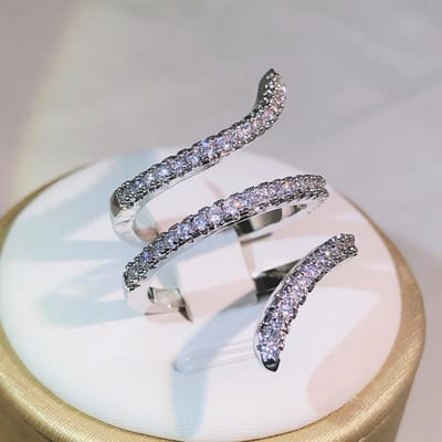 Meerlaagse Verstrengelingsringen voor Dames Sieraden Vingerring Dames Zilveren Grote Ringen voor Dames Damesmode Vintage Ring 8 white