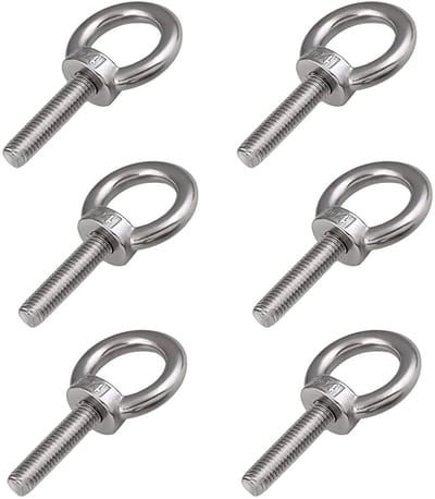 6 stuks ringschroef M8 x 50 mm, ring oogbout ronde ringbouten, buitendraad hefring ringschroeven oogschroef voor bevestiging en ophangen
