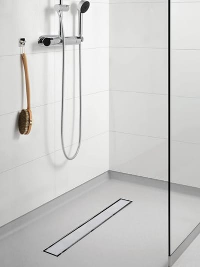 AquaVik Douchegoot Platta 80 x 7 cm RVS met 2-in-1 tegelinzetstukdeksel