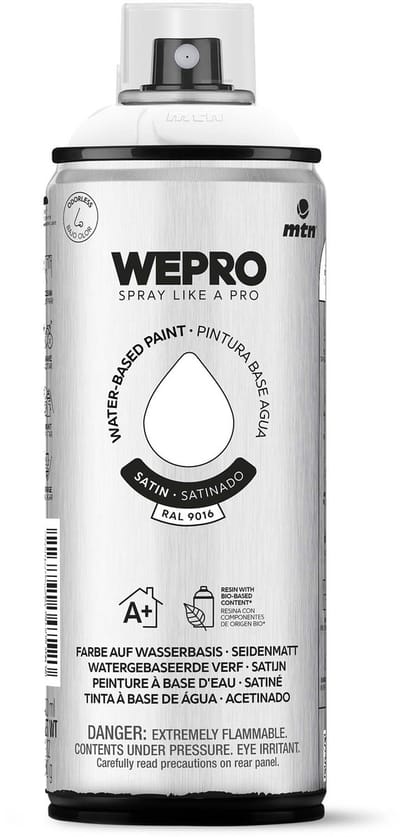 Spuitbus MTN WEPRO WATER-BASED PAINT 400ML ZG RAL 9016 WIT