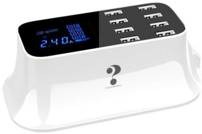GELLDG USB-oplaadstation - USB-oplaadhub met 8 aansluitingen - met digitale weergave - Geschikt voor meerdere apparaten tegelijk - Plastic - 13.8*7.5*5.2CM - 40W - Wit