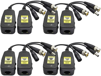 Video Balun Set - Netwerk Zender - Bewakingscamera Installatie - HD Signaal Transmissie - 4 Paren 18cm - Zwart