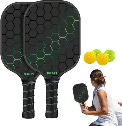 Pickleball Set - Padel Rackets - Sporttraining Buiten - Schokabsorberend Frame - 40 x 20 cm - Blauw