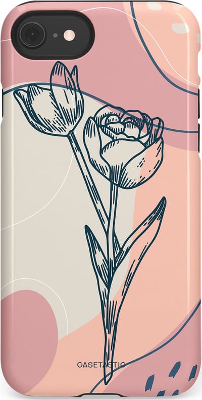 Casetastic Hoesje Geschikt voor Apple iPhone 7/8/SE - Stijlvolle Beschermende Duo-layer Case - Sierlijke tulp