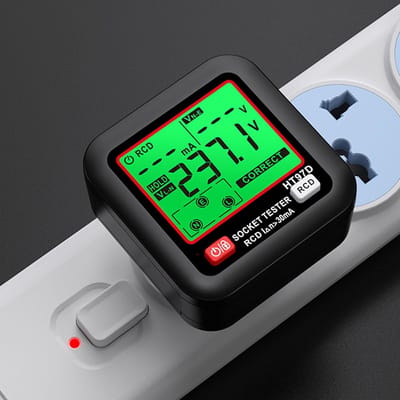 Ynkkvre - aarddraad tester - stopcontact tester met LCD scherm - RCD test - fase- en polariteitscontrole - AC30-260V 45-65Hz