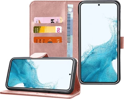 Geschikt voor Samsung S22 Plus Book Case Hoesje - Magnetische Flip Hoes Cover - Portemonnee Rose