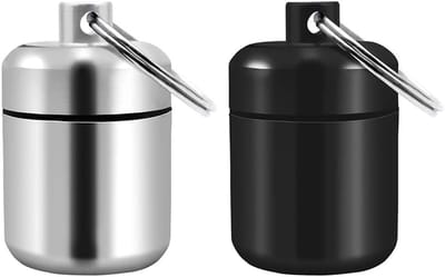 Compacte Waterdichte Pillendoos Sleutelhanger - 2 Stuks, Ideaal voor Reizen, Kamperen en Vissen, Handig voor Medicijnen en Supplementen