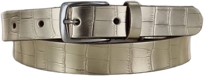 Dames Riem | Smalle Leren Riem | Kleur: Goud | 2,5cm breed | Riemmaat: 85cm (totale lengte: 100cm) | 100% echt leer | Nikkelvrije gesp