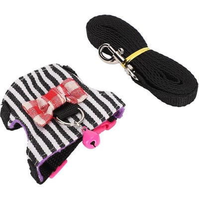 Kleine Huisdier Dier Riem Harnas Set Comfortabele Borstband Tractie Vest voor Frets Chinchilla's Eekhoorns S black