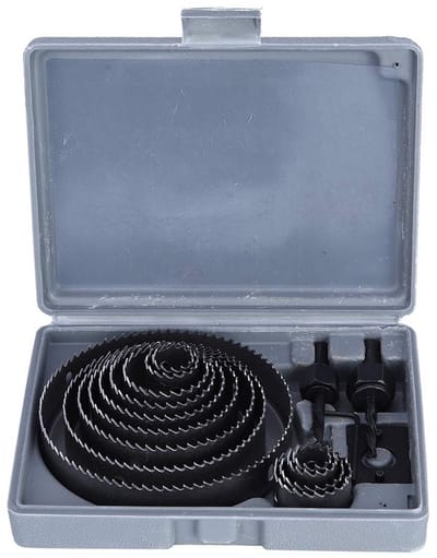 Hole Saw Set van 12 Stukken, Diverse Diameters van 19-127 mm, Inclusief Mandrels en Installatieplaat voor Hout, Kunststof en Gipsplaat