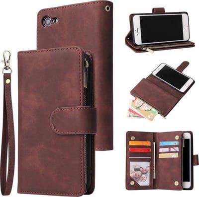 Geschikt voor Apple iPhone 7 - 8 Bookcase - Donkerbruin - Portemonnee hoesje