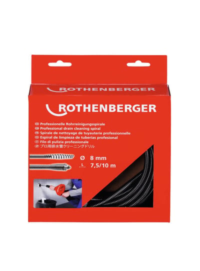 Rothenberger Spiral 8mm x 7.5m - Buisreinigingsspiraal met Gereedschapskoppeling en Binnenkern