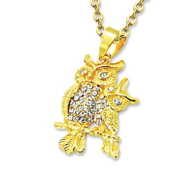 Amanto Ketting Dilani - 316L Staal Goudkleur - Uil - 40x28mm - 50cm