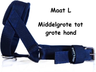 Hoofdhalster hond - Anti trek - Donker blauw - Maat L - Gevoerd - Antitrek hoofdhalster hond - Halster hond - Anti trek hond