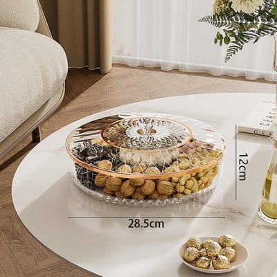 Draaibare opbergdoos met compartimenten, lichte luxe woonkamer display, droog fruit schaal, snack opbergdoos