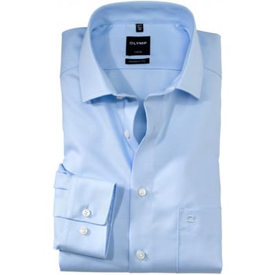 OLYMP Luxor modern fit overhemd - lichtblauw twill - Strijkvrij - Boordmaat: 40 (EU maat: M)