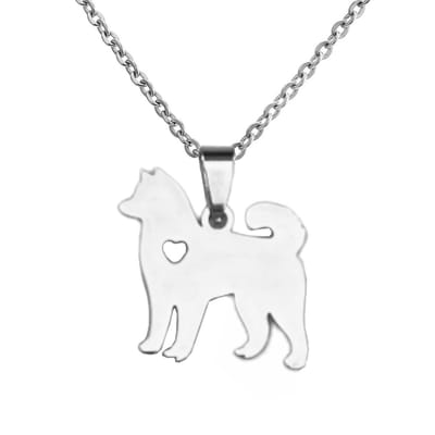 Fako Bijoux® - Ketting Met Hanger - Stainless Steel - RVS - Staal - Hond - Keeshond - Zilverkleurig