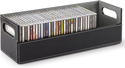 CD-opbergdoos voor tot 40 cd's - dvd-organizer - cassette-opbergbox - imitatieleer zwart