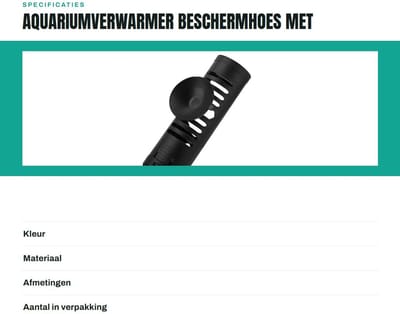 Dailygoods- Beschermhoes Aquariumverwarmer - Afneembaar Ontwerp - Zuignap - Hoogwaardig Kunststof - 18,5 cm Lang - Bescherming Tegen Breuk - Verwarmingshoes