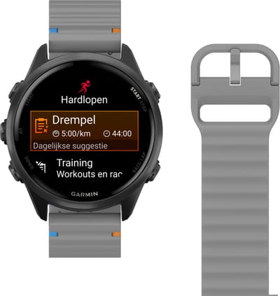 Cazy horlogebandje geschikt voor Garmin Watch Bandje (ActiveFlex) - Smartwatchbandjes - Universeel bandje geschikt voor Garmin Forerunner 255 / 570 (47mm) / 970 - Grijs