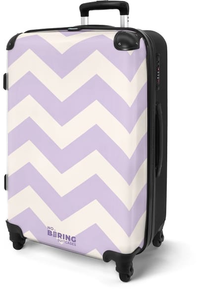 NoBoringSuitcases.com® - Koffer groot - Rolkoffer lichtgewicht - Paars zigzag patroon - Reiskoffer met 4 wielen - Grote reis trolley XL - Luggage suitcase - Hardcase reistrolley medium - 20 kg bagage
