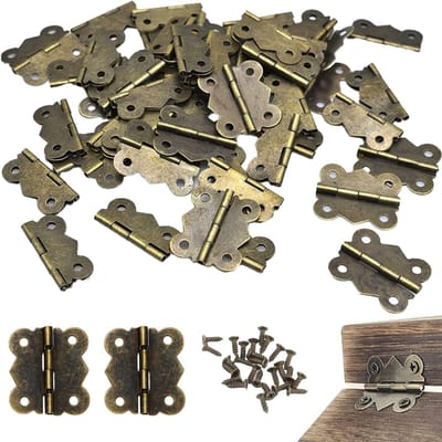 Dailygoods- Vlinderscharnieren 50 stuks - Antieke Messing - 27 x 30 mm - Draaischarnieren 0°-90° - Meubelmontage - Corrosiebestendig - Scharnieren