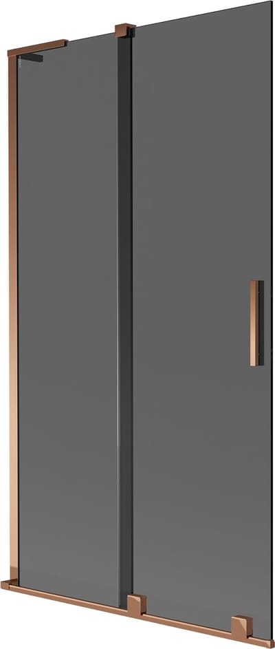 Mexen Velar L badscherm voor badkuip, 2-delig schuifbaar, 100 x 150 , grafiet, roze goud - 896-100-003-41-60
