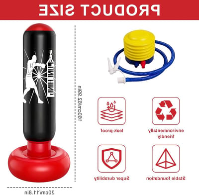 Inflatable Punching Bag 160 cm voor Kinderen van 6-12 Jaar - Perfect voor Karate, Kickboxing en Taekwondo Training