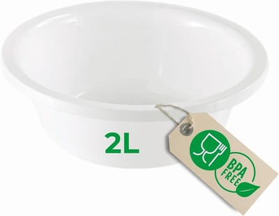 Novaliv Ronde Afwaskom 2L, D24 cm, Wit, BPA-vrij, Vaatwasserbestendig, Ideaal voor keuken en camping, kleine ronde kom, kleine plastic kom, kleine waskom, plastic kom