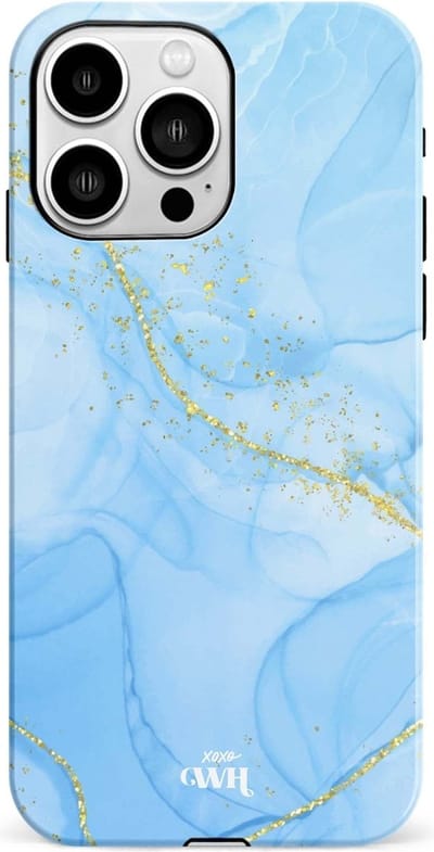 xoxo Wildhearts Marble Blue - Double Layer - Hoesje geschikt voor iPhone 11 Pro hoesje - Marmer hoesje - Shockproof case - Beschermhoesje geschikt voor iPhone 11 Pro case - Blauw