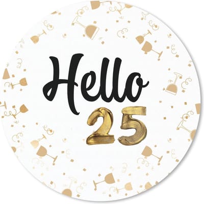 Muismat rond 20x20 cm - Mousepad Jubileum - 25 jaar - Verjaardag - Ronde muismatten